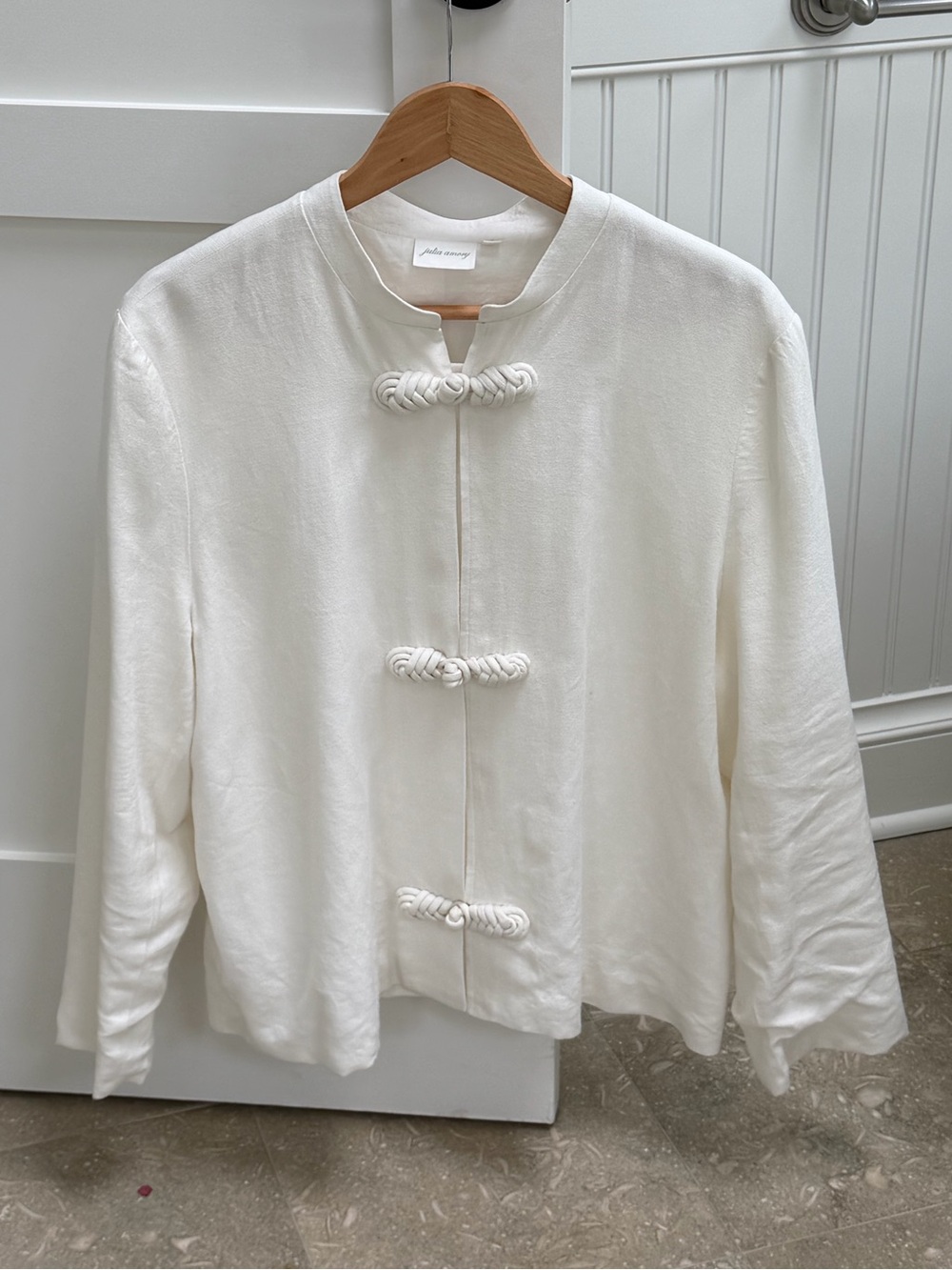 Julia Amory Mandarin White Linen Jacket NWOT